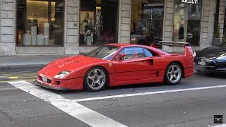 LOUD Ferrari F40 Start Up and Driving in Geneva [upl. by Tunk882]