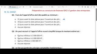 استعداد لمباراة المالية تسير المقاولات Préparation au concours MEF BAC2 gestion des entreprises [upl. by Merc]