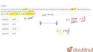 A wire of cross sectional area 3 mm2 is just stretched between two fixed points at a [upl. by Utir838]