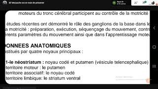 Physiologie les Ganglions de la Base  2éme Med [upl. by Airamat]