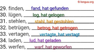 Präsens Präteritum Perfekt Konjunktiv II Deutsch lernen fand log stahl betrog vertagte lud [upl. by Coop]