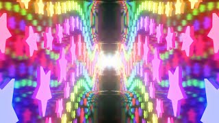 Colorful Glowing Star Shapes Illuminating Wavy Reflective Mirror Path 4K Background VJ Video Effect [upl. by Lerual]