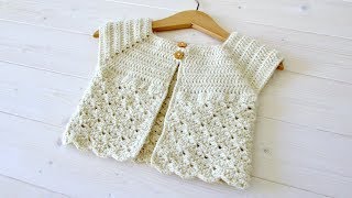 How to crochet a little girls classic shell stitch cardigan  sweater [upl. by Honoria]