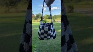 mini checkered crochet bag 🪩 crochetbag crochetpatterns [upl. by Acnayb]