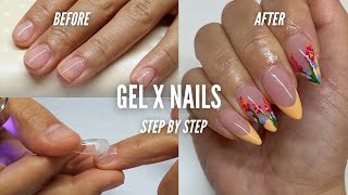 HOW TO DO GEL X NAILS LIKE A PRO  Gel X Nail Tutorial  Spring Floral Nail Art [upl. by Mihe]