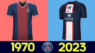 A evolução dos uniformes do Paris SaintGermain 202223  Todas as camisas do PSG da história 2022 [upl. by Lynea]