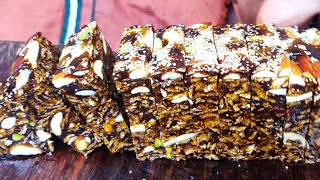 Dry Fruit Halwa Making  Dates Halwa Recipe  Dry Fruit Barfi Recipe  Indian Sweets Making Videos [upl. by Gluck]