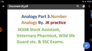 Analogy Part 3  Number Analogy  Jkssb Stock Assistant  Wild life guard  JKSSB EXAMS [upl. by Asenaj628]