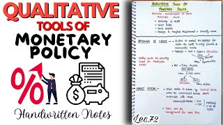 Qualitative Tools of Monetary Policy  Indian Economy Lec72  Handwritten notes An Aspirant [upl. by Yemar]