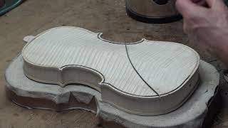 Violin maker Peter Westerlund Part 53b Glueing the purfling [upl. by Eanehs]