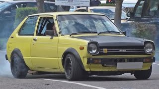 Toyota Starlet KP60 Burnout Leaving a Car Meet [upl. by Aneehsirk]