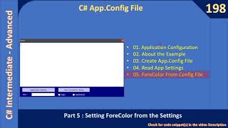 C App Config  Part 5  Setting ForeColor from AppConfig  C Advanced 198 [upl. by Eilloh]