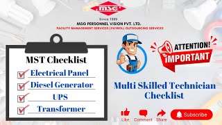 Multi Skilled Technician Checklist  MST Checklist  Technician Checklist [upl. by Now254]