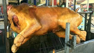 Cambodian Street Food  Delicious Grilled Whole Cow 90Kg With Prahok Sauce Vegetables amp More [upl. by Ellimahs]