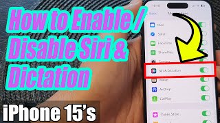 iPhone 1515 Pro Max How to EnableDisable Siri amp Dictation [upl. by Garihc]