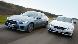 Infiniti Q50h vs BMW Active Hybrid 3 [upl. by Atilrahc]