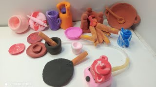 how to make miniature kitchen Easy DIY at home clay art and craft [upl. by Arabel]