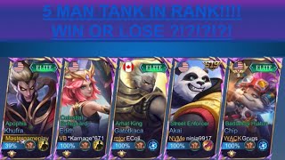 5 MAN TANK IN RANK Win OR LOSE [upl. by Mitran]