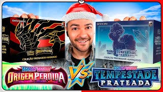 Abri TEMPESTADE PRATEADA versus ORIGEM PERDIDA do Pokémon TCG Elite Trainer Box [upl. by Dnaltiak]