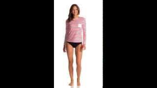 Spanx Long Sleeve Stripe Rashguard  SwimOutletcom [upl. by Salta319]