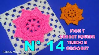 Como tejer la Flor N° 14 a crochet para aplicar en tapetes centros de mesa y cuadrados para colchas [upl. by Keligot]