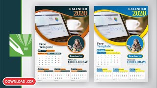 Free CDR Cara Membuat Desain Kalender Dengan CorelDraw x7 [upl. by Nekcerb]