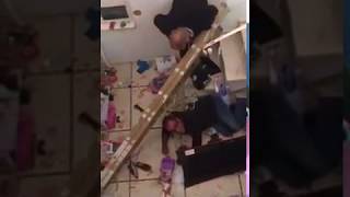 Man falls off ladder while installing chandelier funny [upl. by Eliason690]