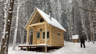 BUILDING a Small Cabin in the WOODS COMPLETE BUILD [upl. by Nolasba]