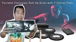 UnBoxing Electronic Drum Kit 7 Drum Pads  Shopee  USB RollUp Silicon Drum Set [upl. by Kendre124]