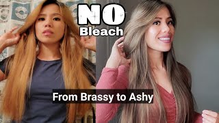 Dye brassy hair to Ash Blonde Ash Brown at home  No Bleach using Loreal Excellence [upl. by Paapanen]