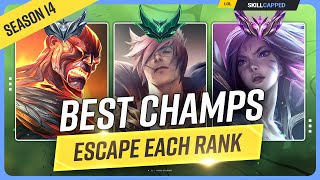 The 5 BEST CHAMPIONS to Climb for EVERY RANK  League of Legends  Season 14 [upl. by Tildi]