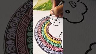 Draw an easy mandala with me 🎨🌈 art shorts colors drawing pastel [upl. by Joselow]