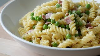 Nudeln mit Schinken Sahne Sauce  Pasta with Ham amp Cream Sauce  ENG SUBS [upl. by Marelda]