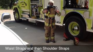 Basic Firefighter Training  Don SCBA from Apparatus Compartment [upl. by Entroc]