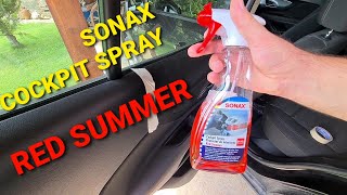 SONAX  Red Summer Cockpit Spray Matt Effect  Cleaning And Protecting [upl. by Atinrehs]