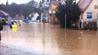 Backnang 13012011  Hochwasser [upl. by Ahsiatal]