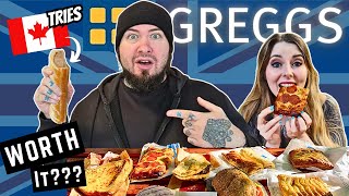 NORTH AMERICAN tries GREGGS for the FIRST TIME 🇬🇧 [upl. by Shumway148]