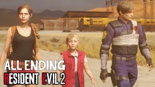 Resident Evil 2 Remake 2019  ALL ENDINGS  TRUE Ending Leon and Claire Endings [upl. by Pfaff]