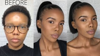 HOW TO DO A BLUNT CUT PONYTAIL ON SHORT NATURAL HAIR R100  US 573  4C HAIR  NO HEAT [upl. by Leber]