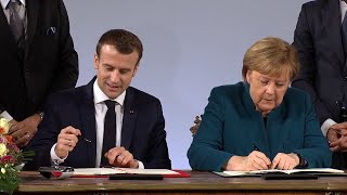 Macron y Merkel sellan un tratado contra el populismo y el nacionalismo [upl. by Pauiie157]