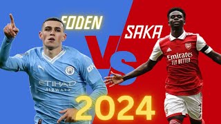 Foden Vs Saka  who is better   2024  Skills  Goals amp assists [upl. by Athalia32]