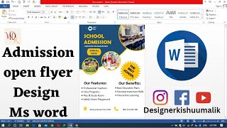 Admission open flyer Design in Ms wordpamphlet design in ms wordMicrosoft word tutorial [upl. by Emory]