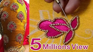 aari work blouse for beginners  aari motif designs  blouse designs  diy  189 [upl. by Geesey]