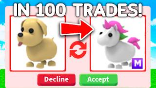 Trading From DOG TO  in 100 TRADES Adopt Me [upl. by Valentia]