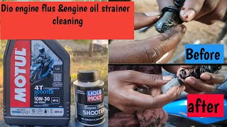 Dio engine flush amp oil strainer cleaning full video tamil motul 10w30 liqui moly [upl. by Fonda]