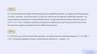 An 8 pound weight stretches a spring 8 ft Assuming a damping force numerically equal to 9 times the [upl. by Alessandro]