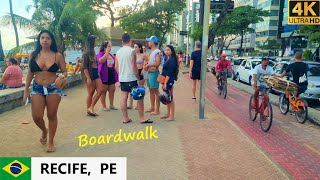 🇧🇷 Boa Viagem boardwalk in Recife 4K walk along the beach in Recife Pernambuco Brazil [upl. by Aivitnahs230]