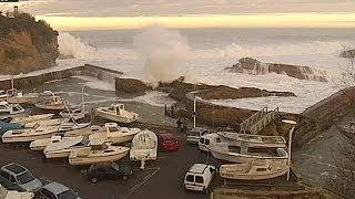 Video Giant waves hit Europes coastline [upl. by Mccourt]