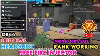 Free Fire OB44 injector  Headshot Hack  Esp Location  Rank Working injector  ff hack [upl. by Tebzil431]