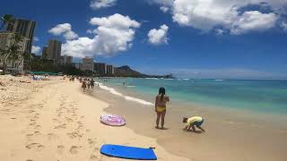 Waikiki Beach in Honolulu Hawaii  Walking Tour [upl. by Leirbag438]